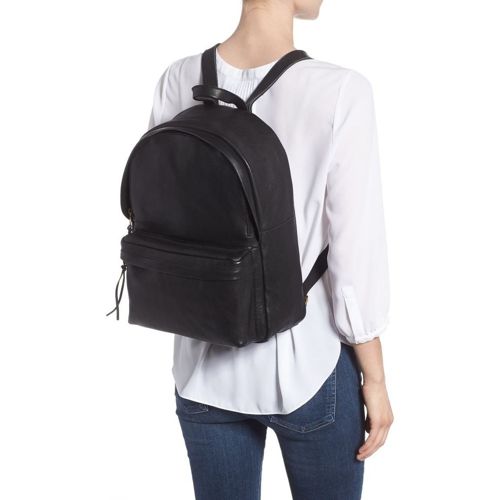Madewell The Lorimer Backpack Black Leather Large Rucksack Handbag